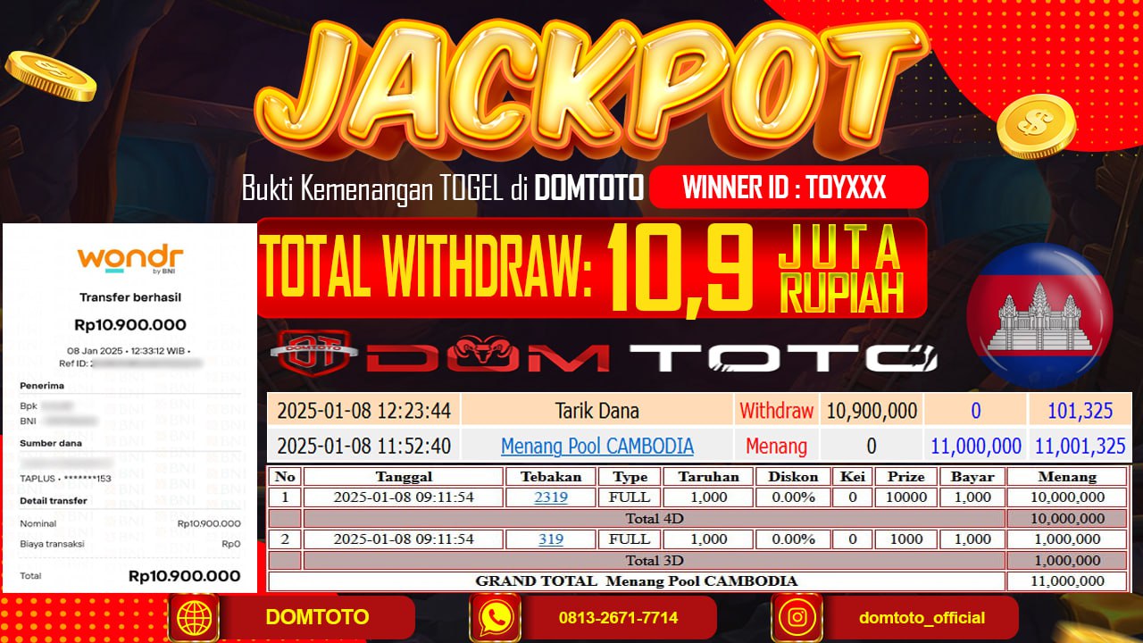 JACKPOT TOGEL CAMBODIA 08 JANUARI 2025